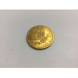 A 1906 Ten dollar Denver mint coin. Approx 16.75 g