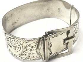 A silver buckle bracelet, postage category A