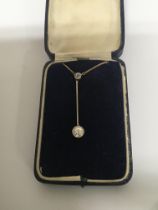 A Quality diamond drop pendent with two good colou