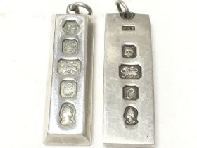 Two Heavy silver ingots, 61.8g