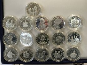 16 sterling silver commemorative coins. (B)