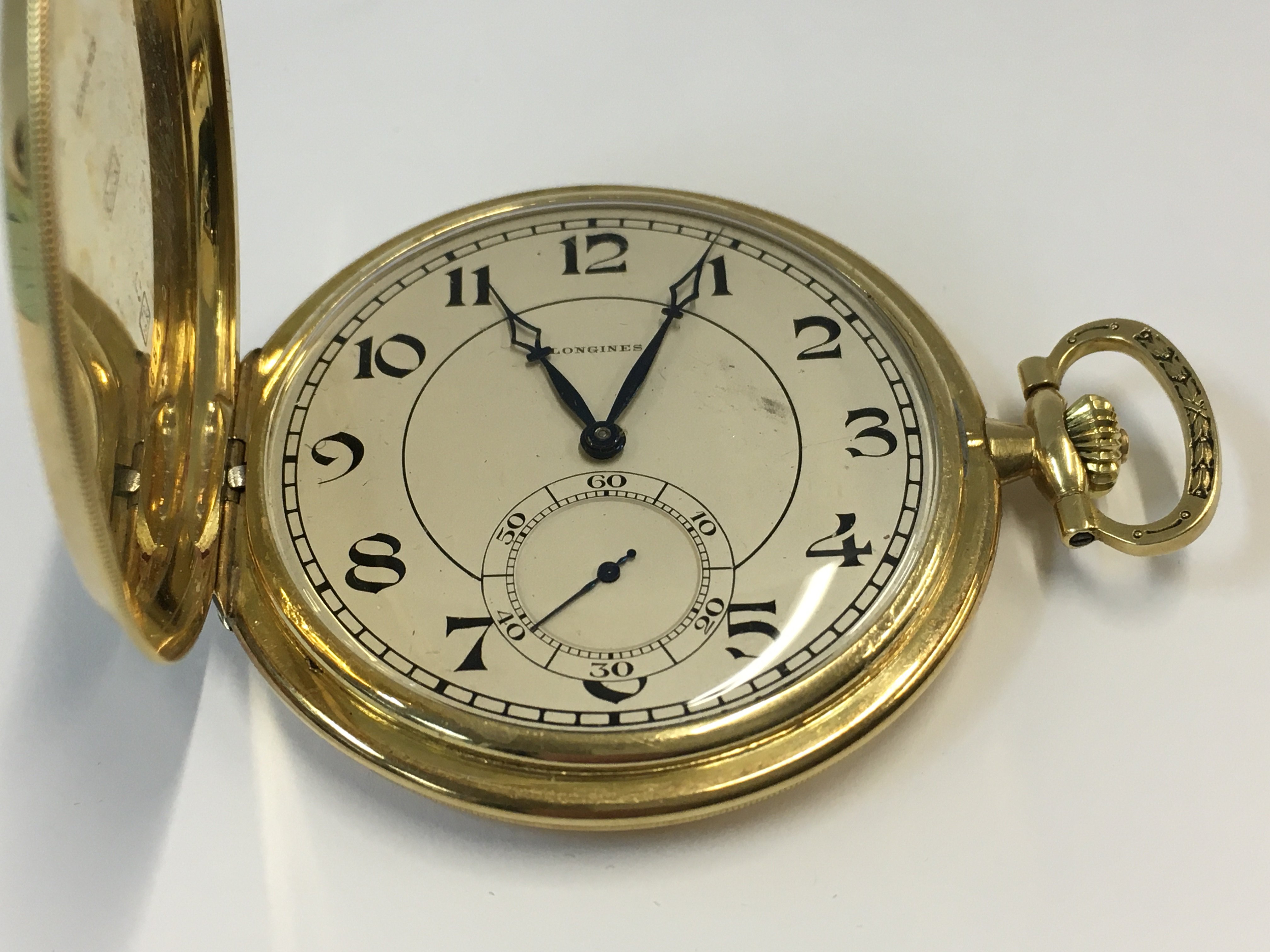 A fine Longines 18ct gold cased pocket watch, in f