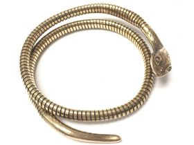 A 9ct gold steel spring snake bracelet by Smith an