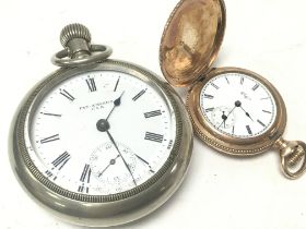 Two pocket watches including a gold plated example