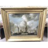 A 19th century restored oil on canvas painting dep