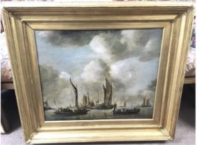 A 19th century restored oil on canvas painting dep