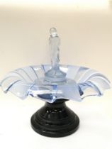 An early 20th century blue coloured glass flower a