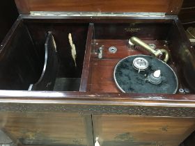 A W H Barnes gramophone fitted in a mahogany Chine