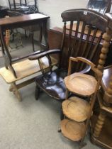 A late Victorian Elm and beechwood arm chair an oa