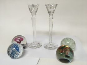 A pair of modern Waterford Crystal candle sticks m
