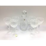 A Waterford crystal decanter and six glasses. Ship