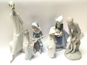 A collection of Lladro porcelain figurines ranging