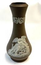 A Burnham Ware potter vase with classical scene pate Sur Pate overlay. 28cm.