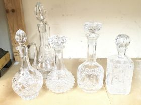 A Collection of glass decanters, approximately. Po