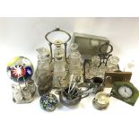A mixed of of silver plate and items of virtue. (D