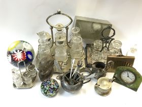 A mixed of of silver plate and items of virtue. (D