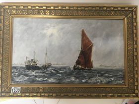 A framed oil painting on canvas study of a Thames