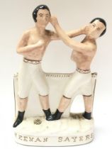 A porcelain Staffordshire Boxers figure group ' He