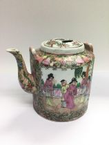 A Cantonese famille rose teapot, approx height 16c