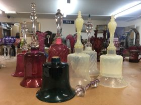 A collection of Victorian glass bells, including c