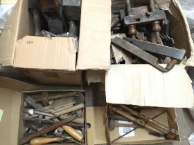 A collection of woodworking tools to include block