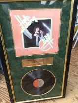 A framed and glazed Cliff Richard signed LP, appro