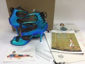 A pair boxed Tabitha Simmons designer shoes with a