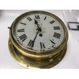 A ships brass cased engine room clock believed to