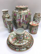 A collection of famille rose ceramics comprising a