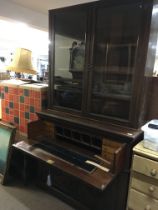 A large Edwardian secretaire, missing pelmet. Heig