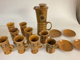 A 1970s sunflower pattern part coffee set by Carlt