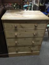 A pine chest of drawers. 91cm x 71cm x 50cm.