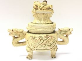 A Chinese dragon incense burner , 21cm tall. Posta