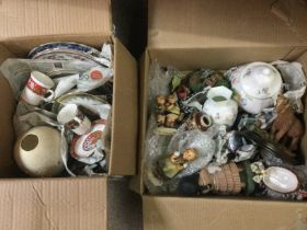 Three boxes of ceramics including Hummel figures,