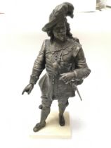 A Spelter figure of a Cavalier on a marble base. 4