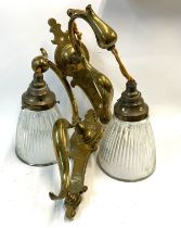 2 Art Noveau style brass wall sconces with industr