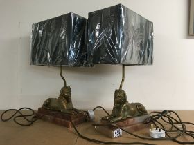 A pair of Art Deco lamps in the form of a Sphinx ,