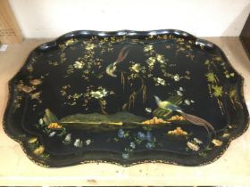 A Victorian papier maxhe tray, approx width 79cm.