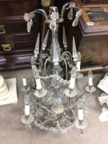 An early 20th century glass chandelier, 94cm tall.