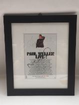 A framed and glazed tour flyer signed by Paul Well