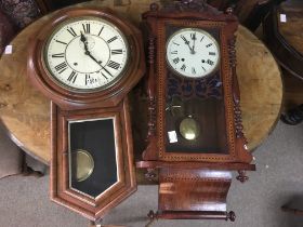 Two Victorian wall clocks with Roman numerals and
