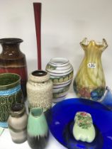 A collection of modern art glass and mid 20th cent