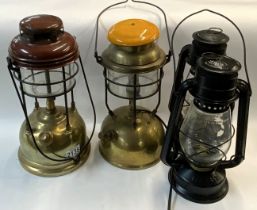 2 vintage brass Tilley lamps (1 converted to elect