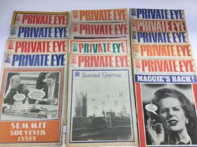 Three bags of vintage Private Eye magazines, mostl