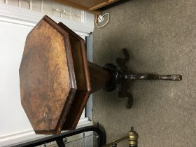 A Victorian walnut trumpet shaped sewing box.