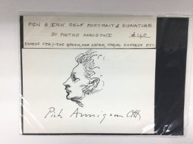 A pen and ink self portrait by Pietro Annigioni, a