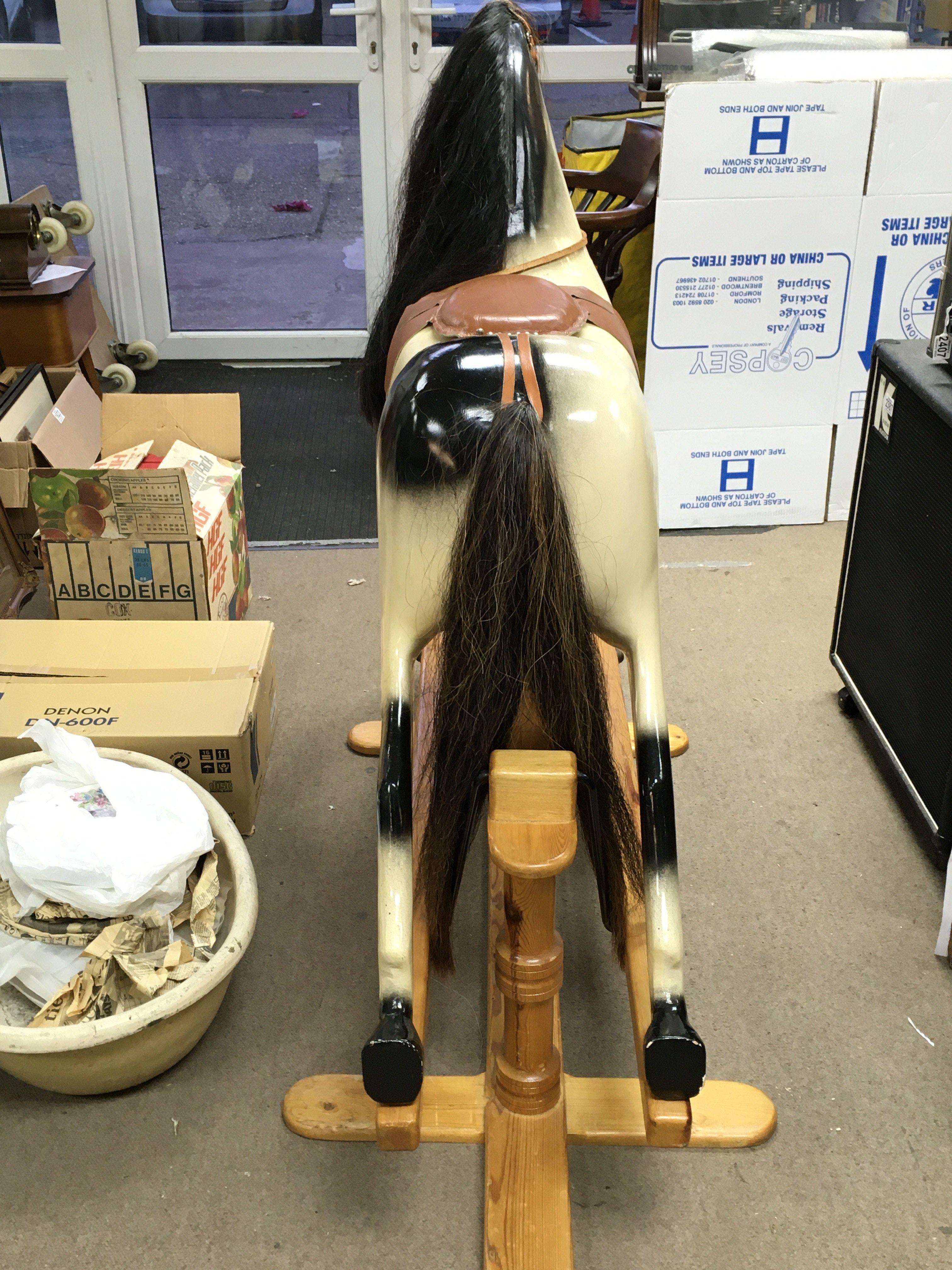 A vintage rocking horse, with leather saddle and h - Image 5 of 5