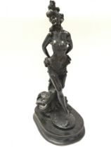 A bronze Art Deco style lady figure ,36cm tall. Po