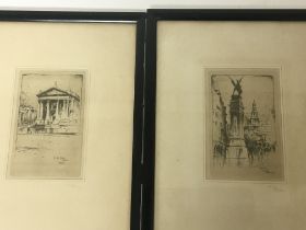Two framed engravings London landmarks by F Robson