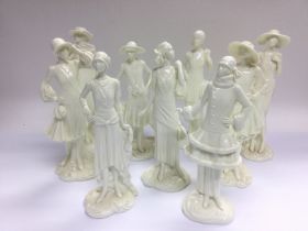 Nine Royal Worcester figures of ladies from the Vo